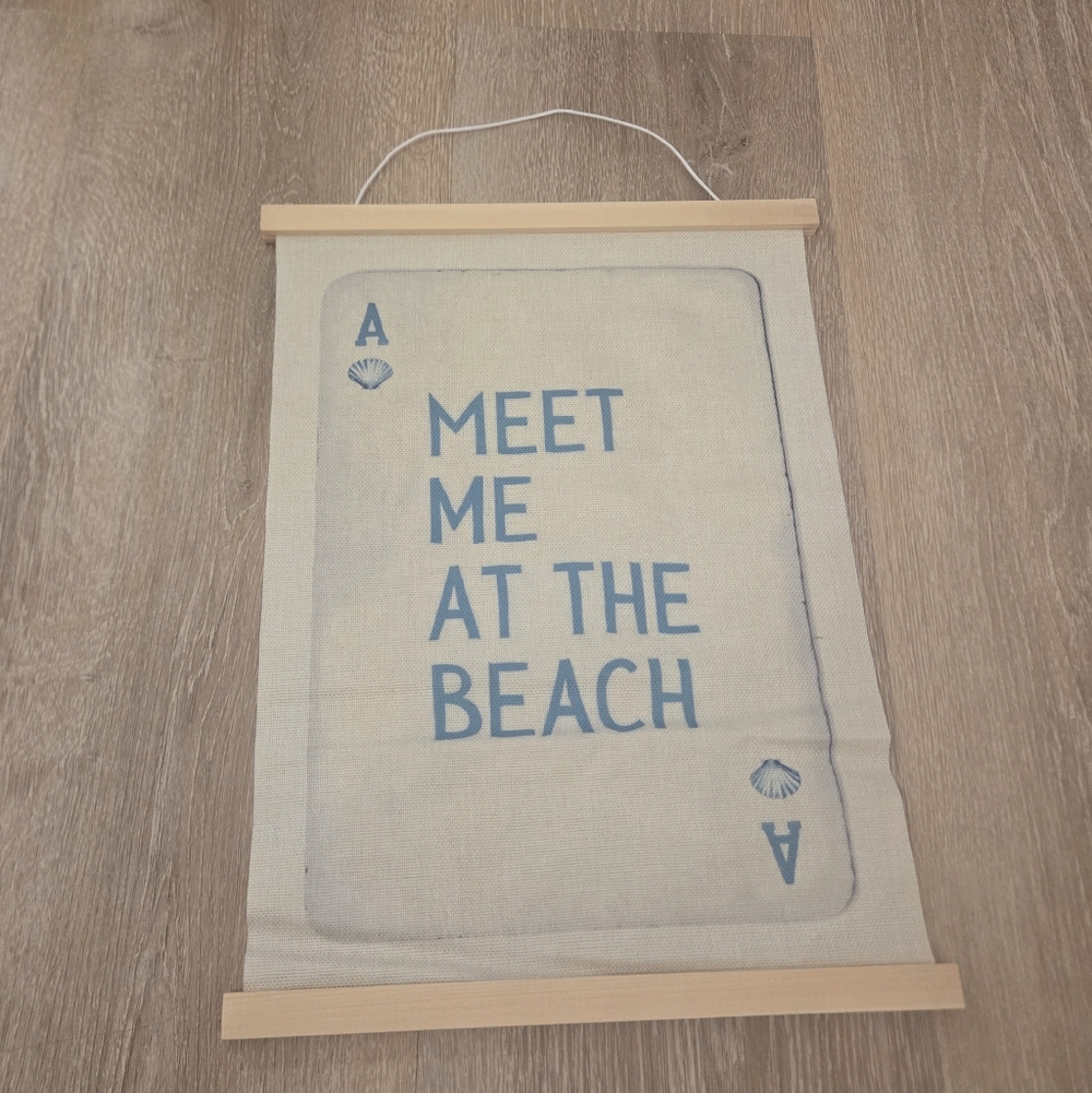 Beach Themed Wall Hanging with Blue Text